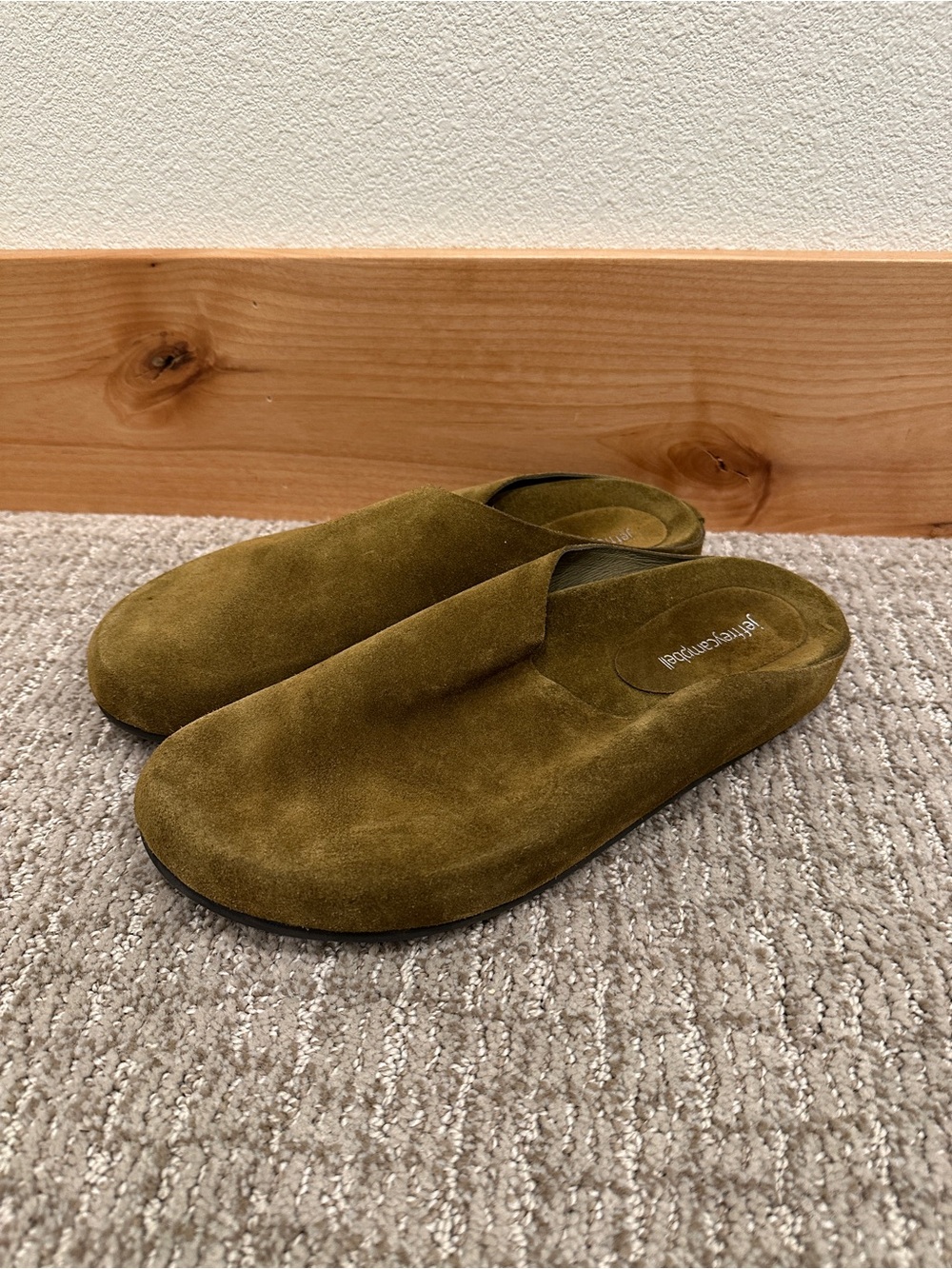 Jeffrey Campbell Olive Green Suede Slip-On Mules